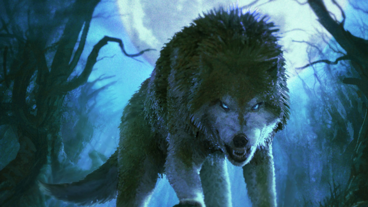 Обои арт, иллюстрация, оборотень, спортивные группы, волк в разрешении 1280x720