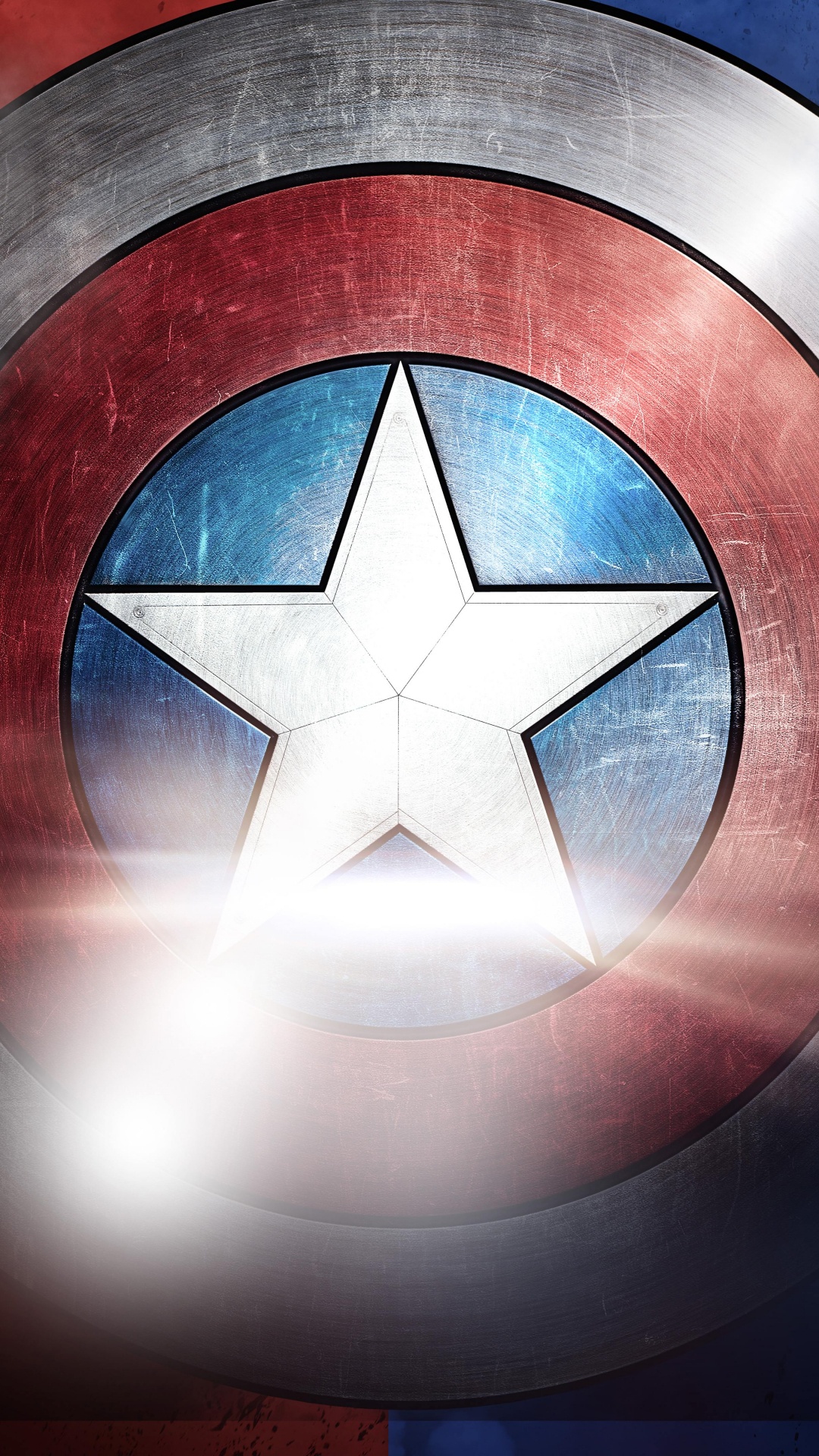 Обои Капитан Америка, Щит Капитана Америки, комиксы Марвел, круг, графика в разрешении 1080x1920