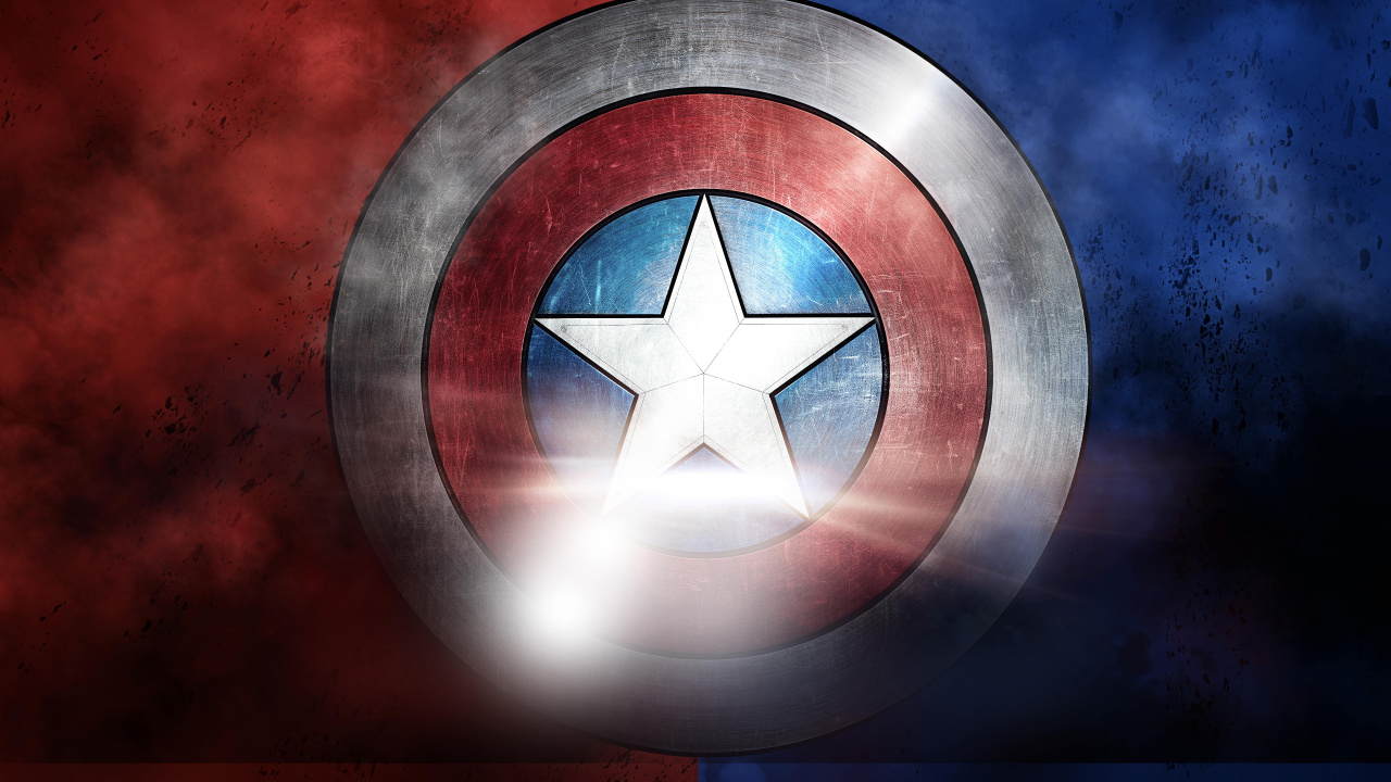 Обои Капитан Америка, Щит Капитана Америки, комиксы Марвел, круг, графика в разрешении 1280x720