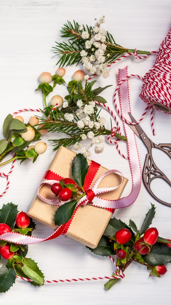 Обои Новый год, Рождественский день, падуб, Рождественские украшения, цветок в разрешении 720x1280