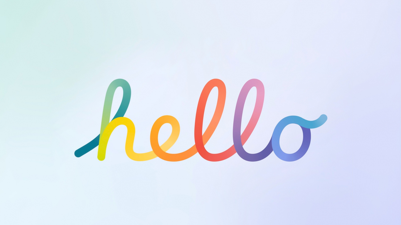 Обои “hello” new iMac 2021 announcement wallpaper for iPad в разрешении 1366x768