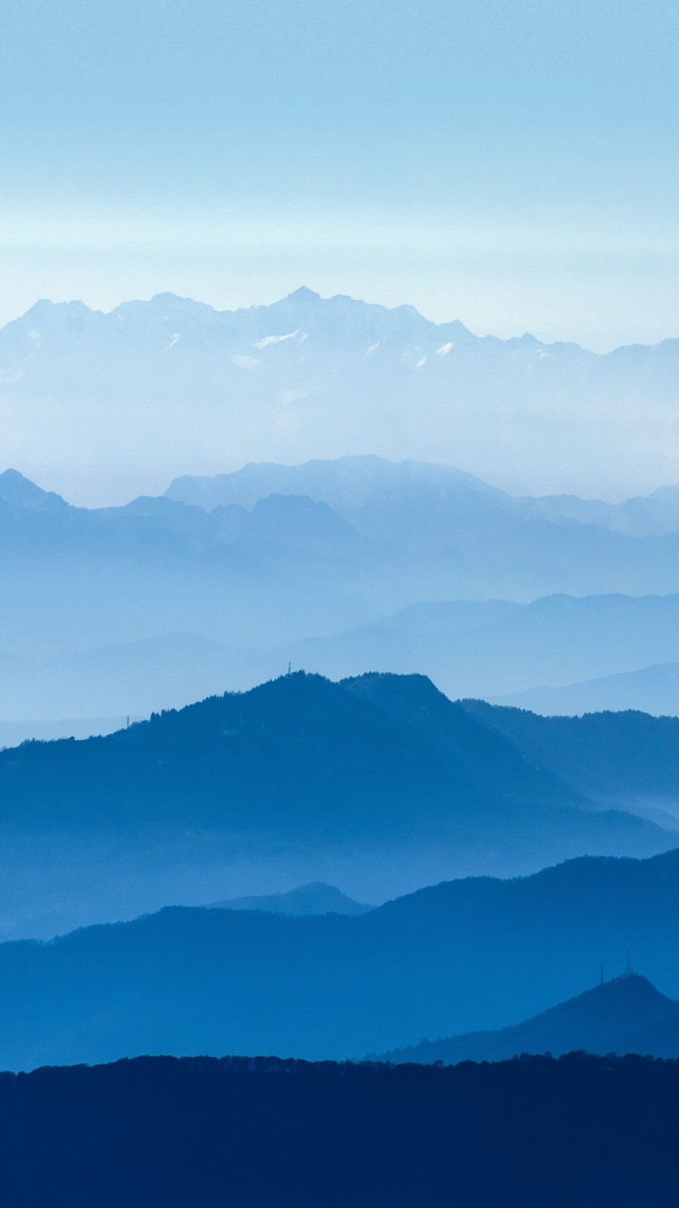 Обои горный рельеф, гора, горный хребет, синий, хребет в разрешении 750x1334