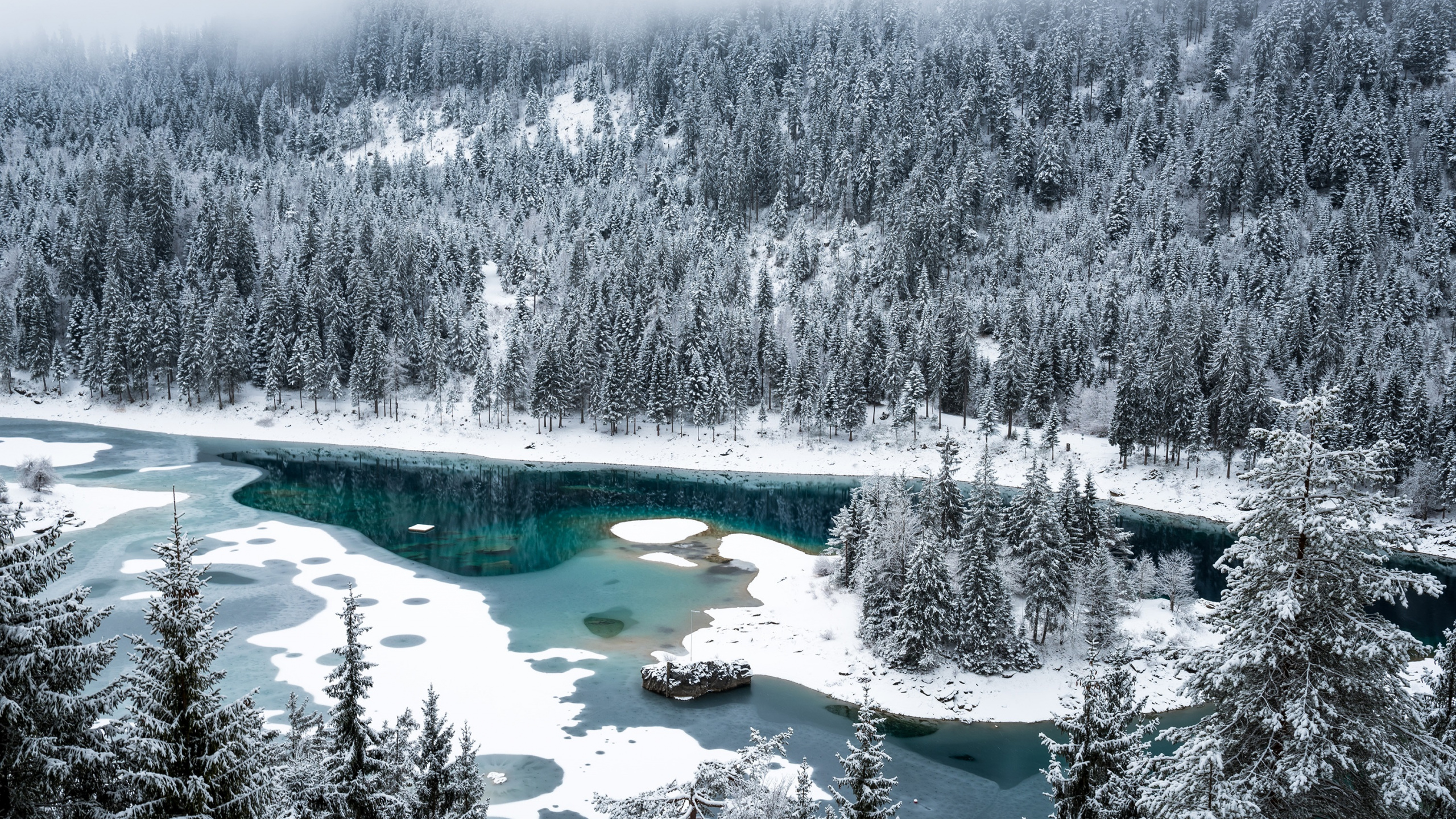 Обои Каума, снег, зима, природа, озеро в разрешении 2560x1440