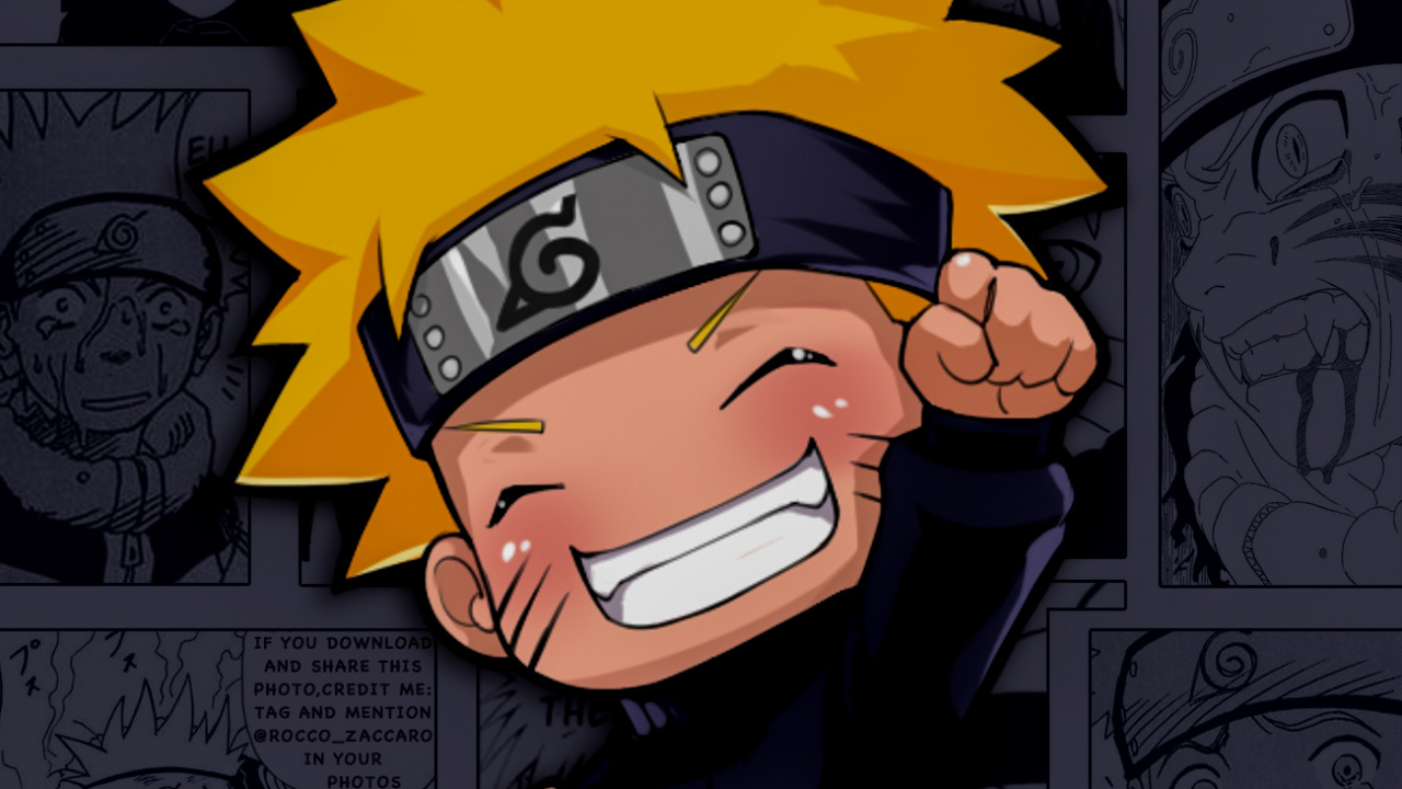 Обои iOS 14, Наруто, мультфильм, жест, арт в разрешении 1280x720