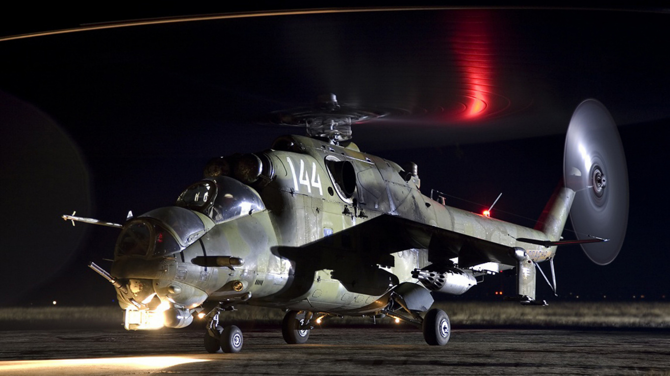 Обои Ми 24, военный вертолет, винтокрылая машина, авиация, воздушные силы в разрешении 1366x768