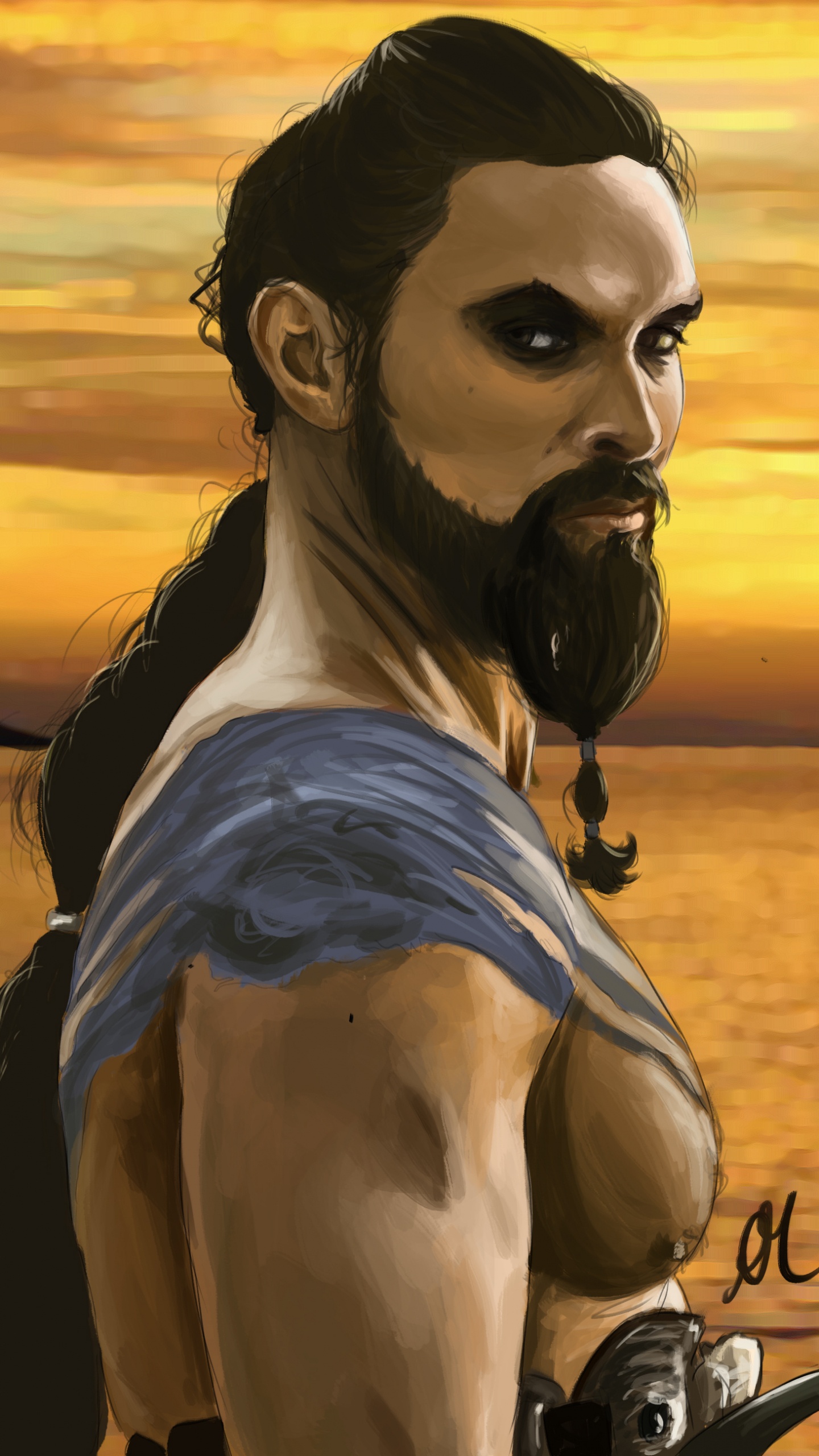 Обои арт, человек, пейзаж, анимация, вымышленный персонаж в разрешении 1440x2560