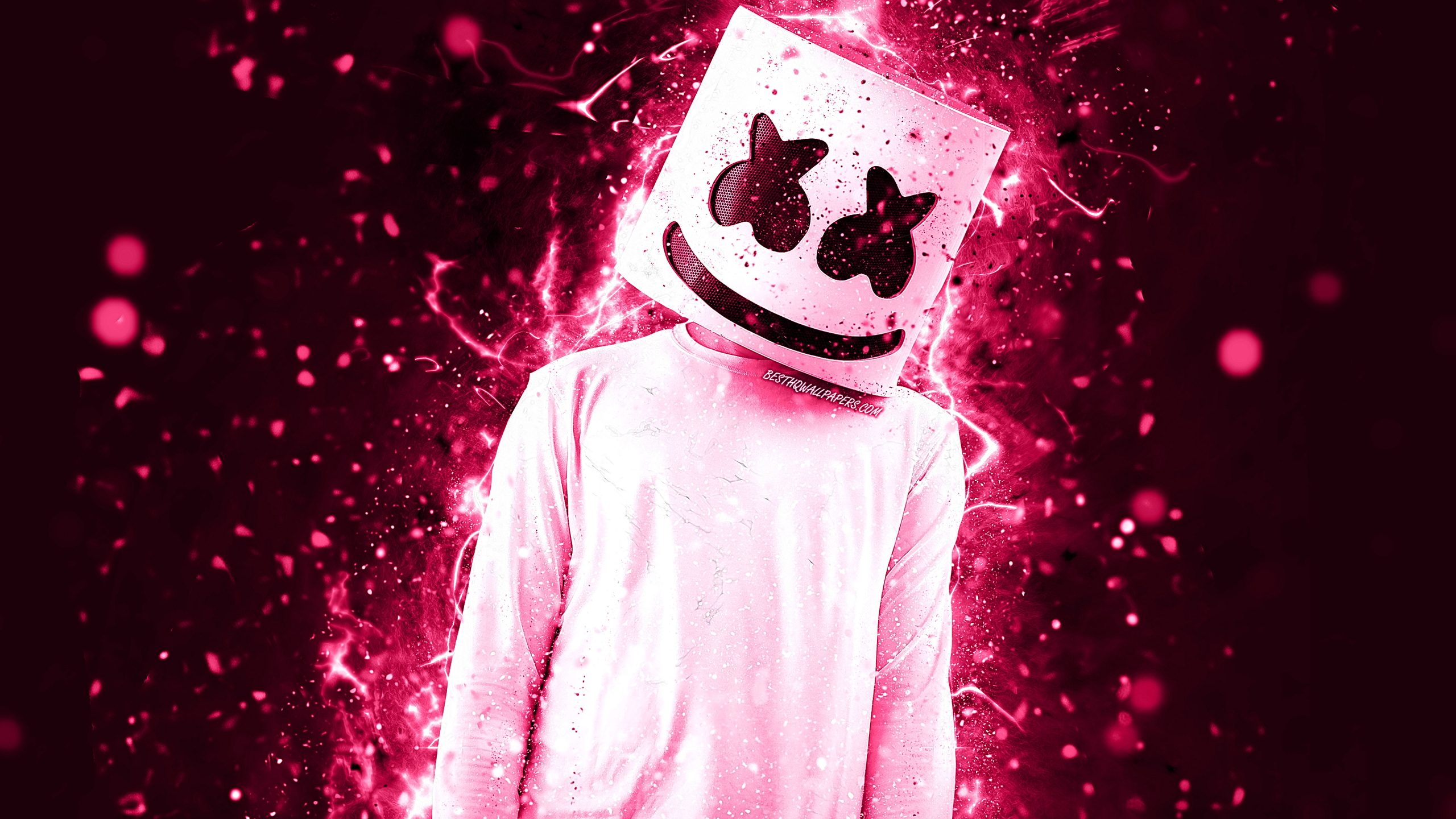 Обои красный цвет, диск жокей, розовый, иллюстрация, музыкант в разрешении 2560x1440