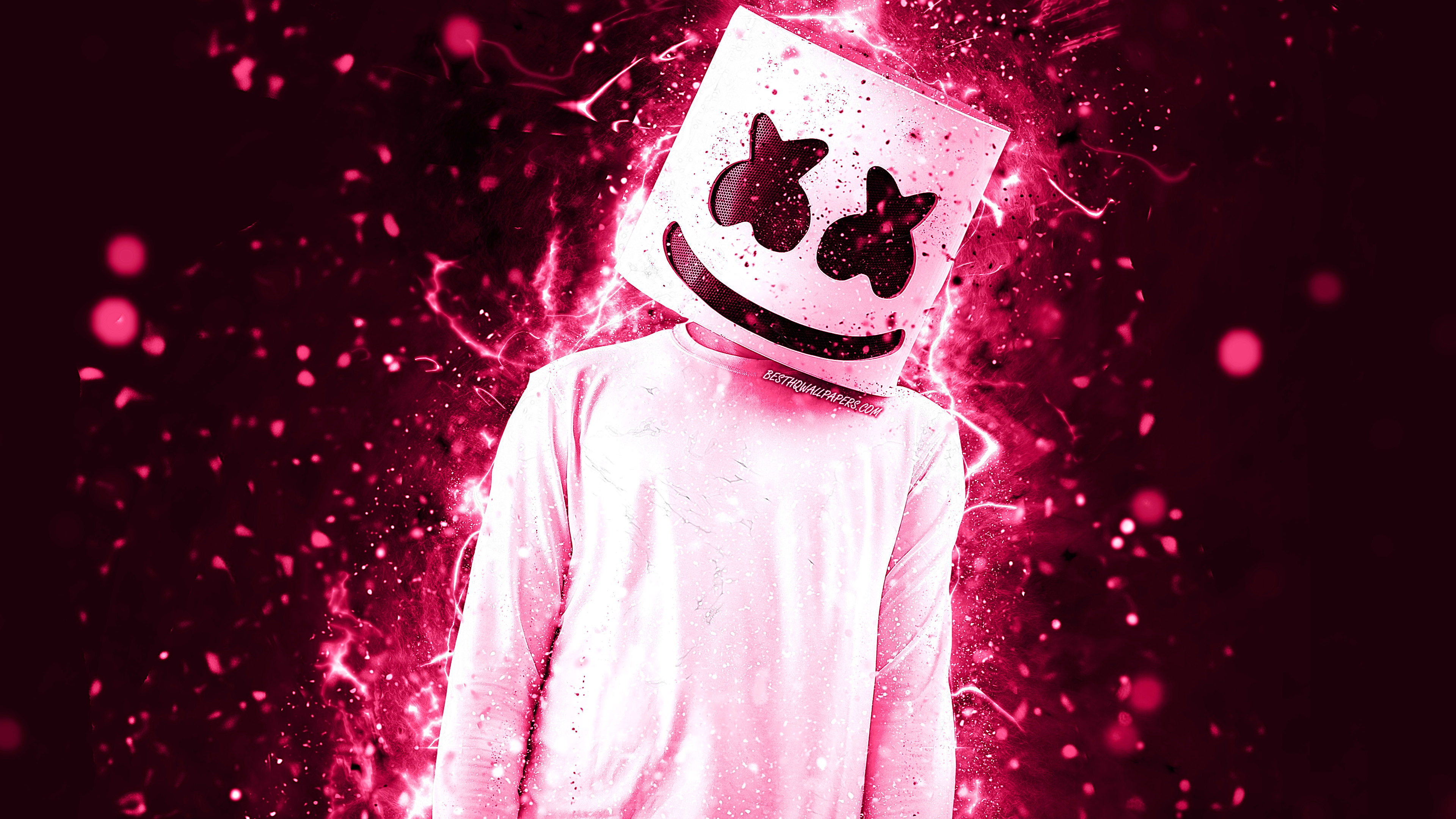 Обои красный цвет, диск жокей, розовый, иллюстрация, музыкант в разрешении 3840x2160