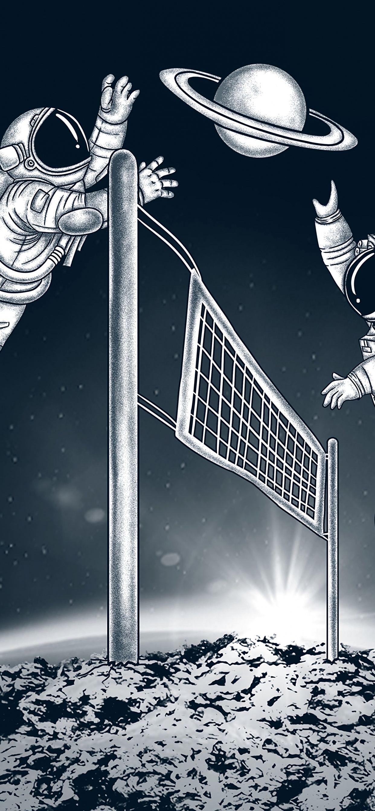 Обои астронавт, иллюстрация, баскетболист, космос, астроном в разрешении 1242x2688