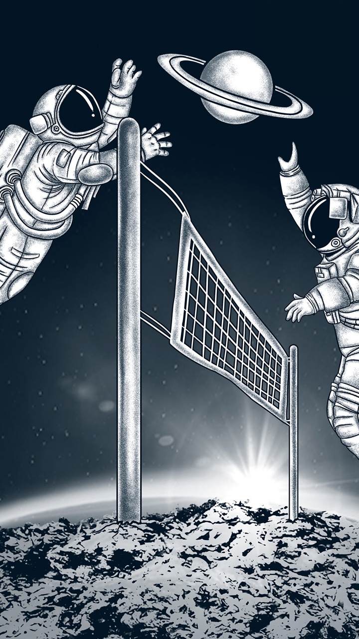 Обои астронавт, иллюстрация, баскетболист, космос, астроном в разрешении 720x1280