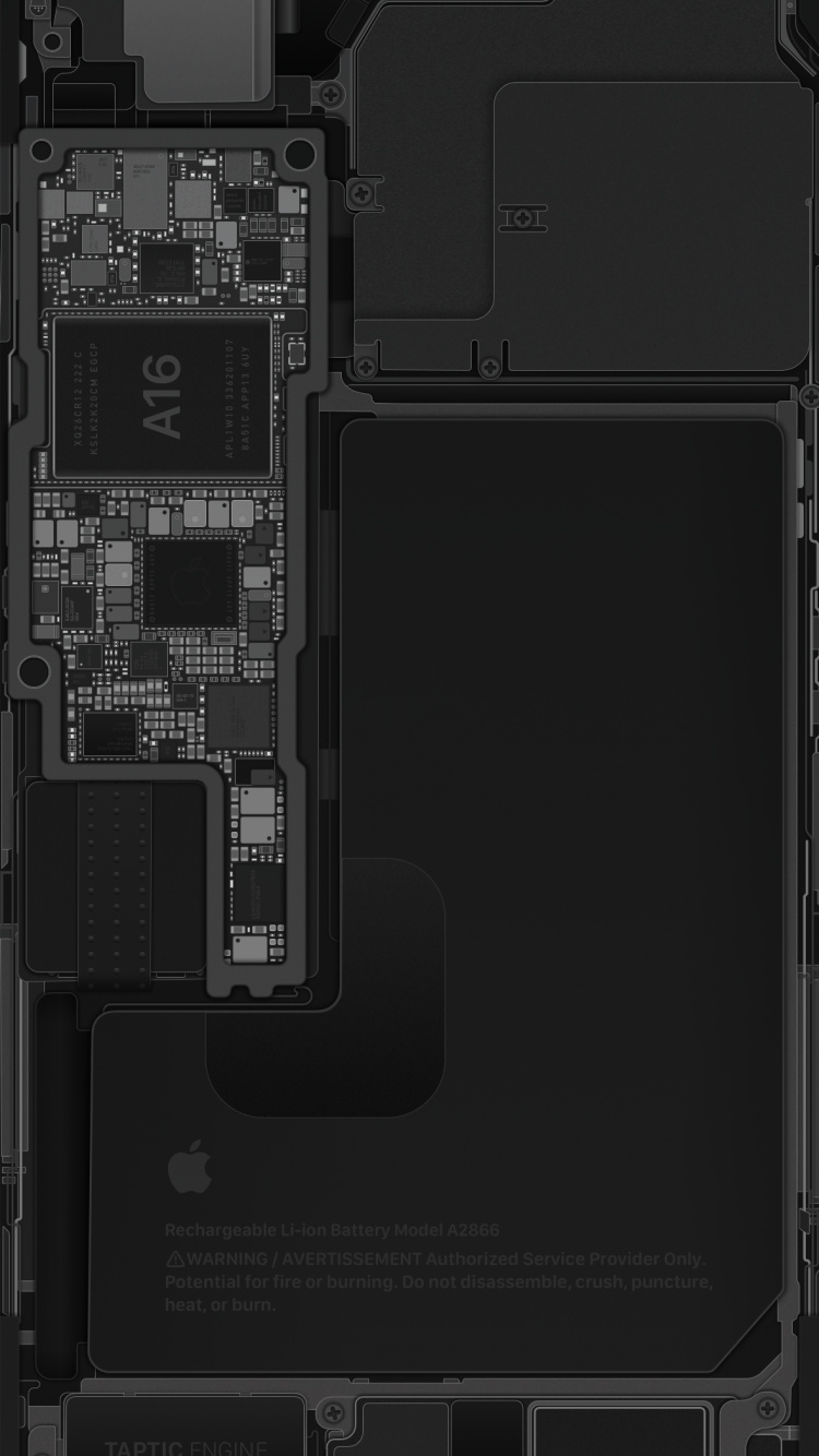 Обои iPhone 14 Pro schematic – Space Black в разрешении 750x1334