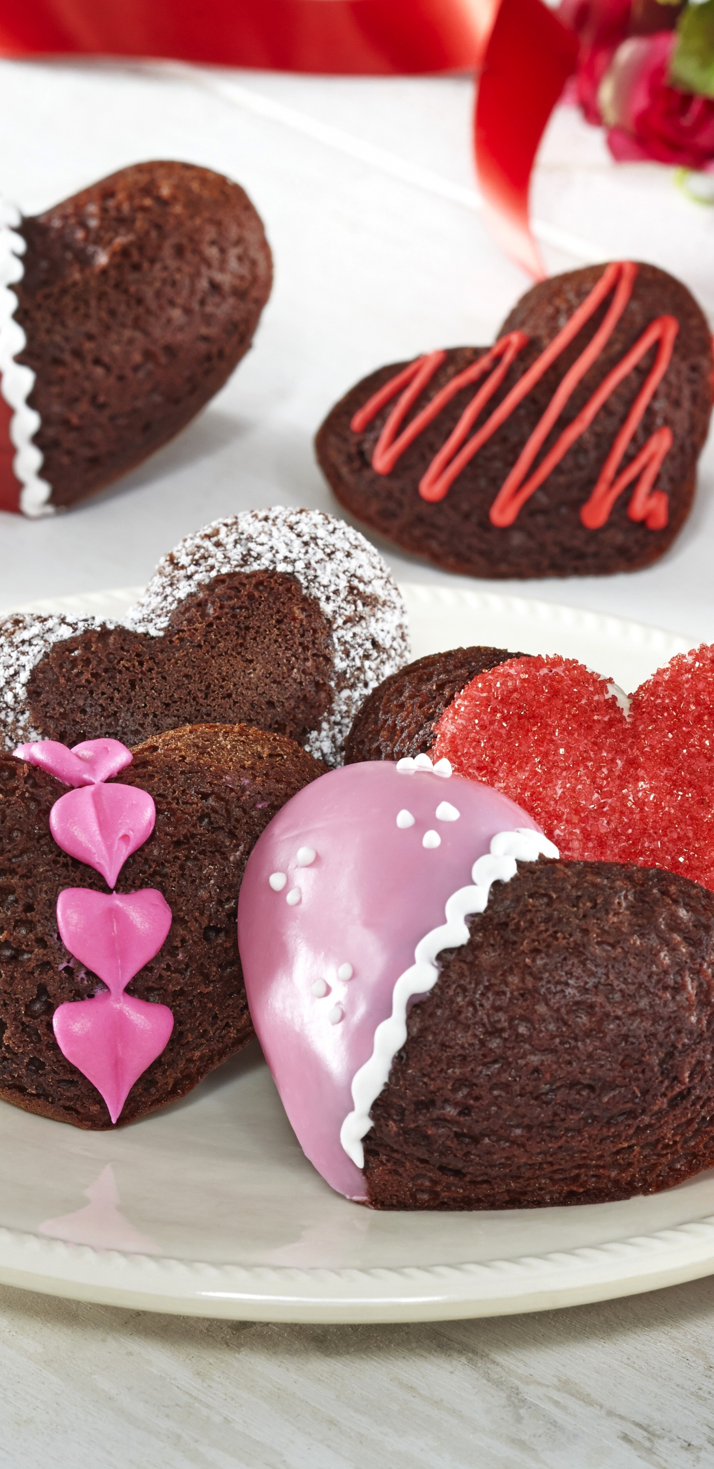 Обои шоколадный торт, День Святого Валентина, шоколад, пища, сердце в разрешении 1440x2960
