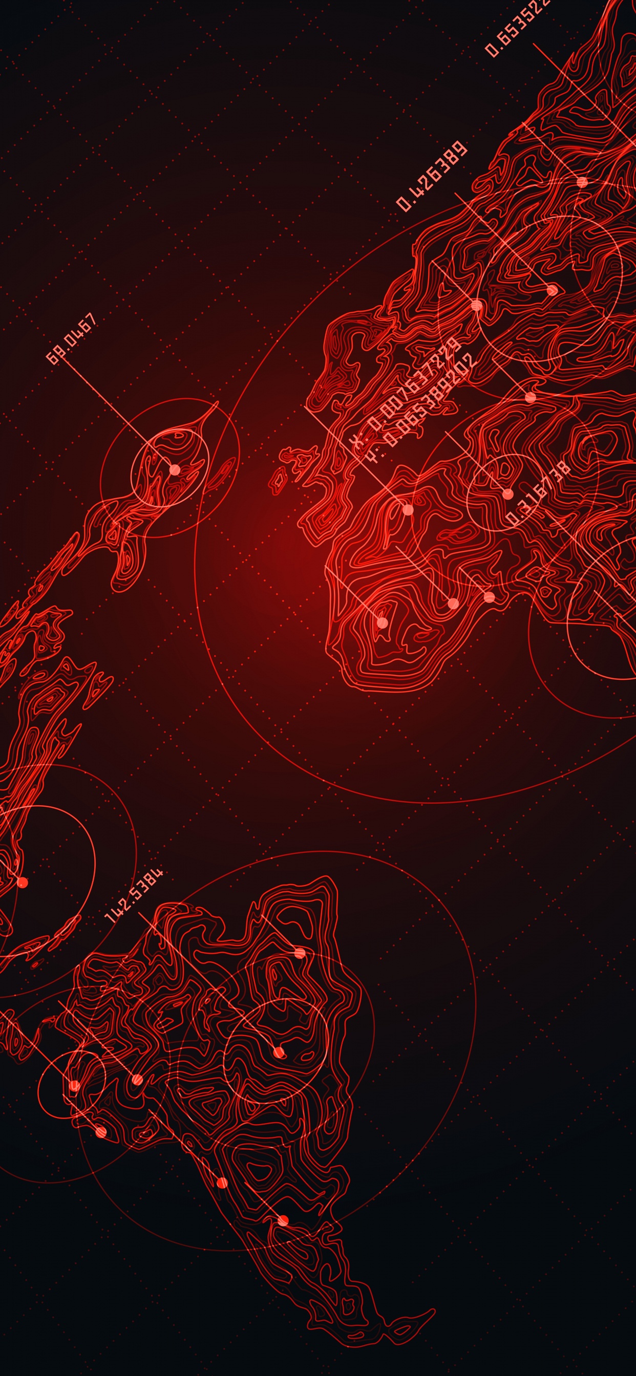 Обои фрактальное искусство, арт, автомобильное освещение, красный цвет, Визуальный эффект освещения в разрешении 1242x2688