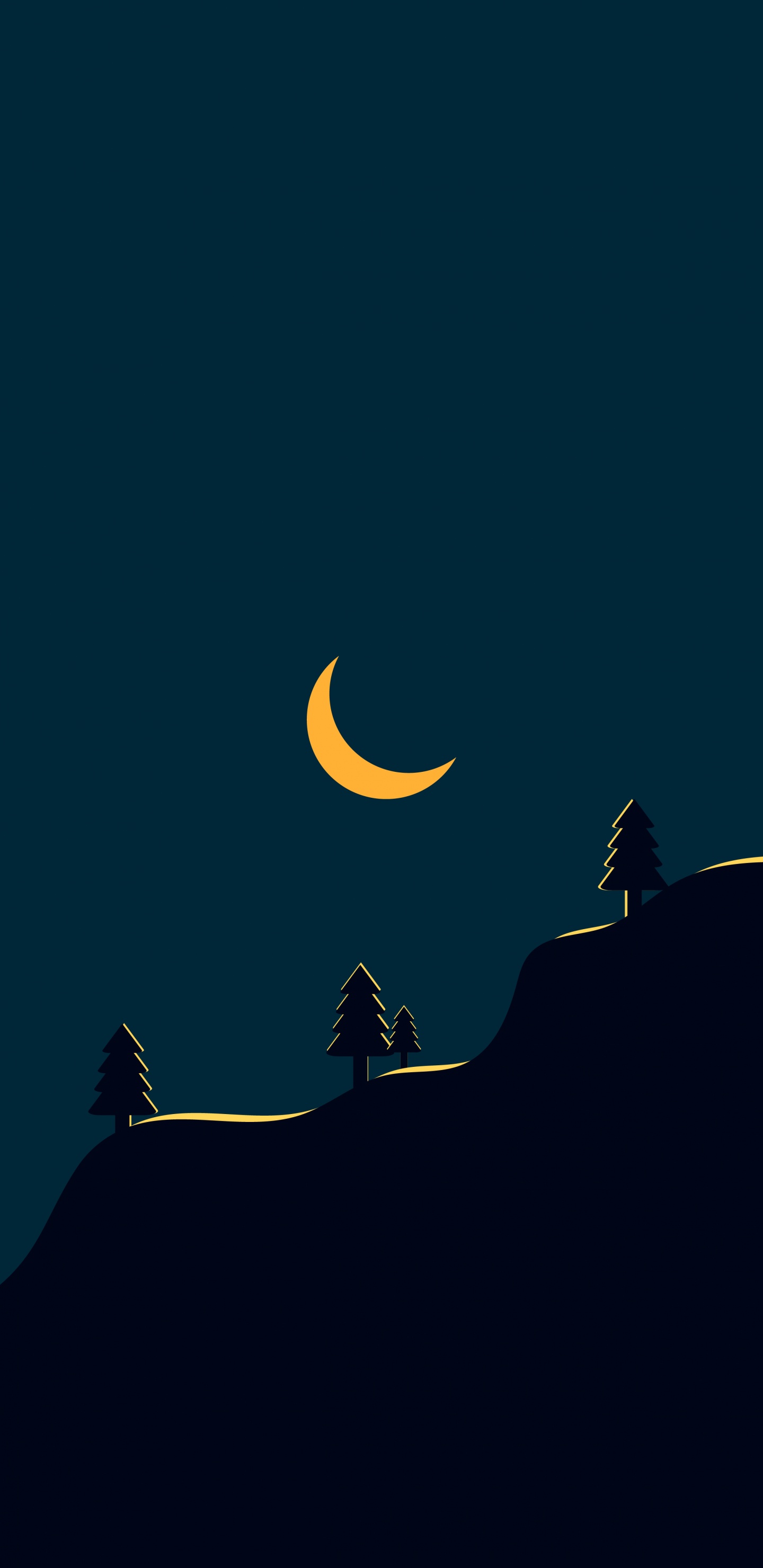 Обои полумесяц, лунное затмение, луна, атмосфера, астрономический объект в разрешении 1440x2960