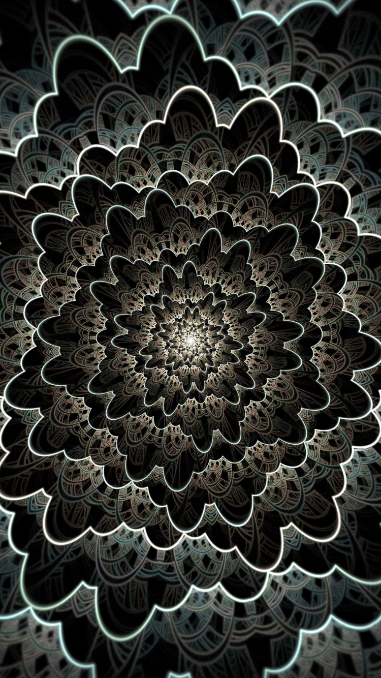 Обои бостонский музей изящных искусств, фрактальное искусство, свет, природа, черный в разрешении 750x1334