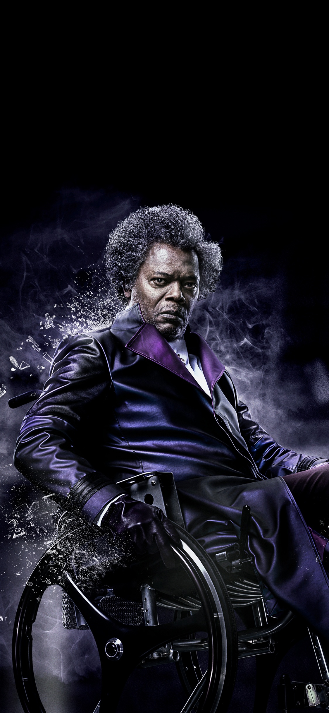 Обои Брюс Уиллис, стекло, Элайджа Прайс, Дэвид Данн, черный в разрешении 1125x2436