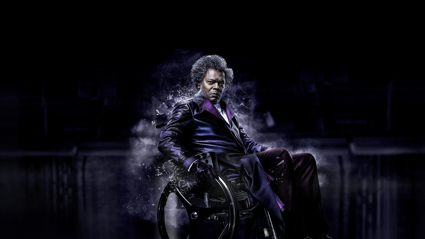 Обои Брюс Уиллис, стекло, Элайджа Прайс, Дэвид Данн, черный в разрешении 1366x768