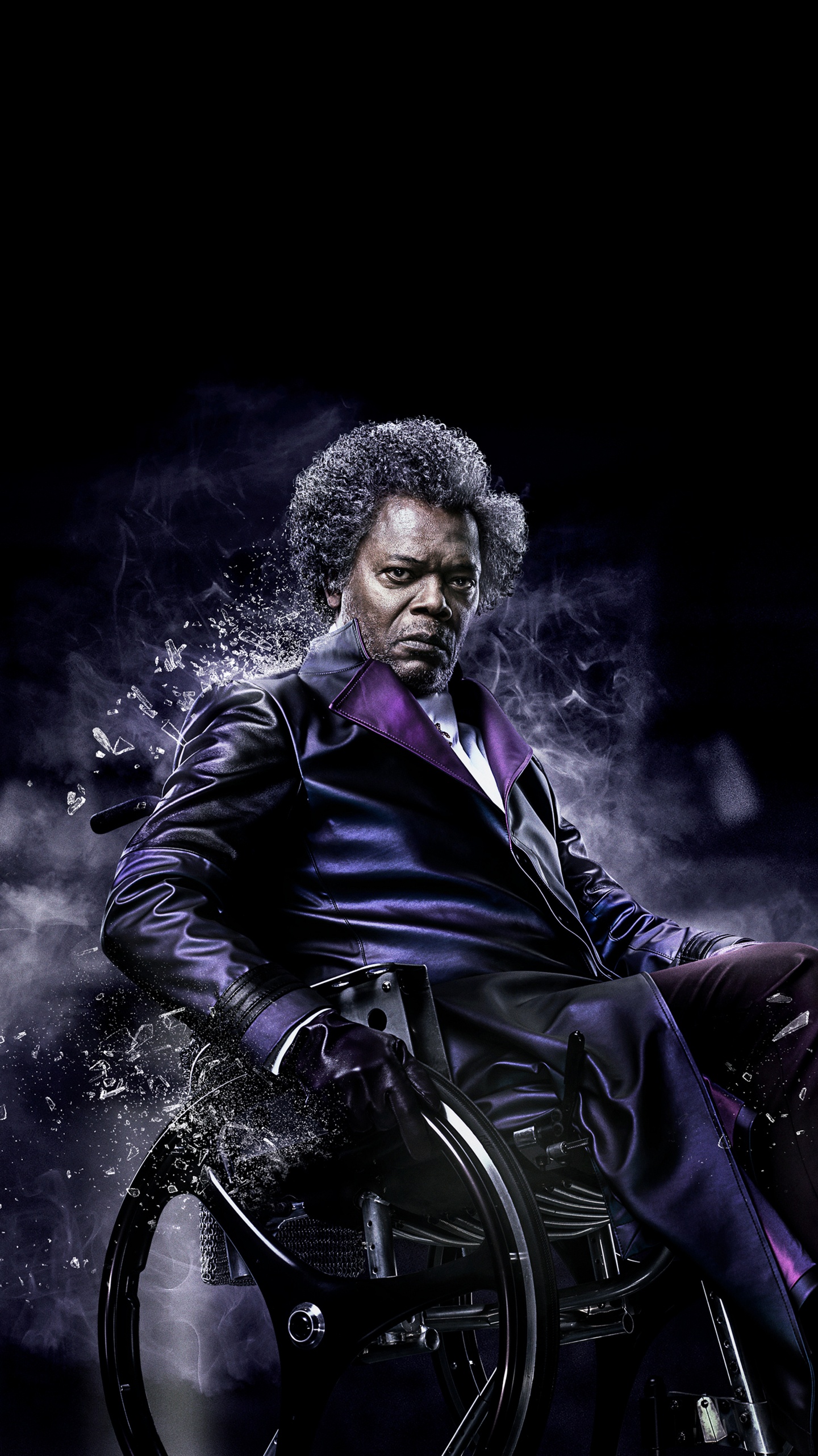 Обои Брюс Уиллис, стекло, Элайджа Прайс, Дэвид Данн, черный в разрешении 1440x2560