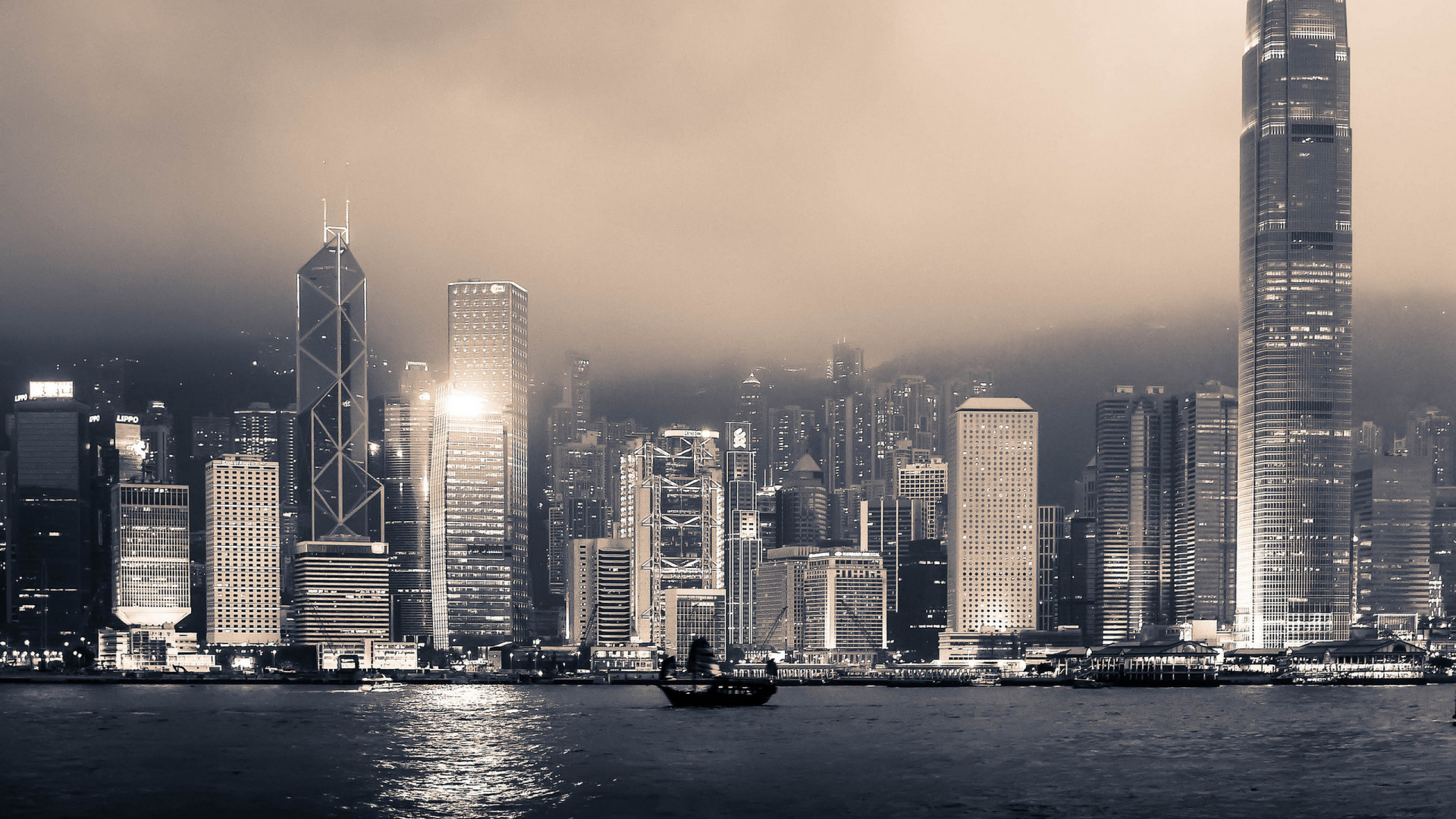 Обои городской пейзаж, небоскреб, город, метрополия, линия горизонта в разрешении 1920x1080