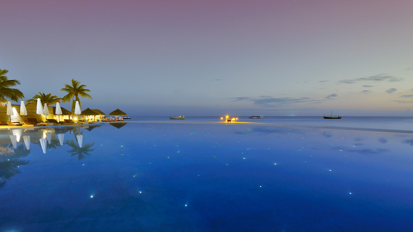 Обои Велассару Мальдивы, прибежище, пляж, Остров, море в разрешении 1366x768