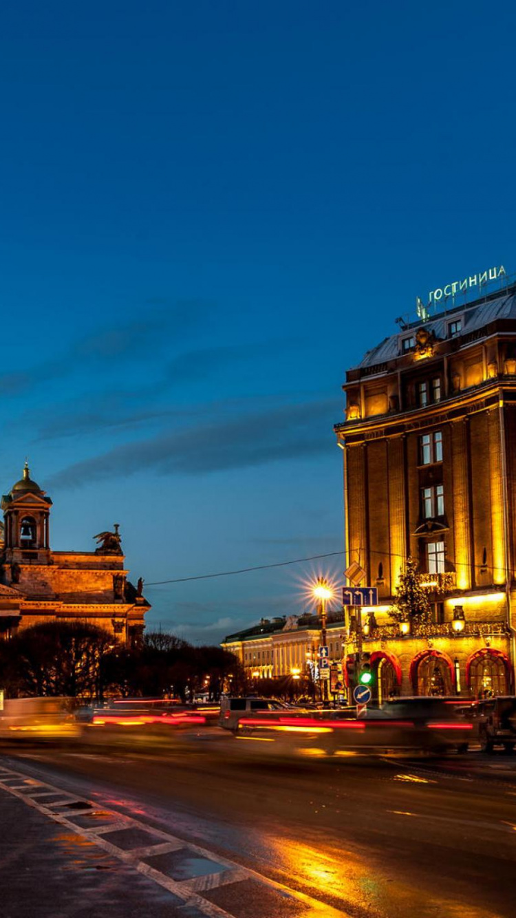 Обои ориентир, ночь, город, сумрак, городской район в разрешении 750x1334