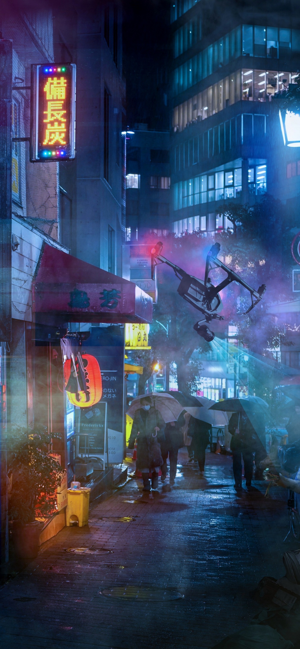 Обои метрополия, Научная фантастика, здание, свет, инфраструктура в разрешении 1242x2688