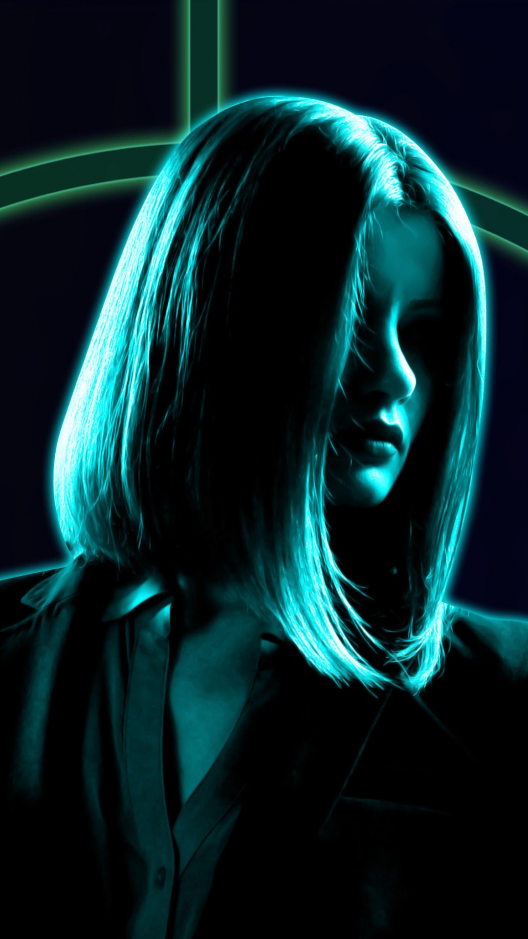 Обои зеленый, свет, Визуальный эффект освещения, неон, мелодия в разрешении 1080x1920