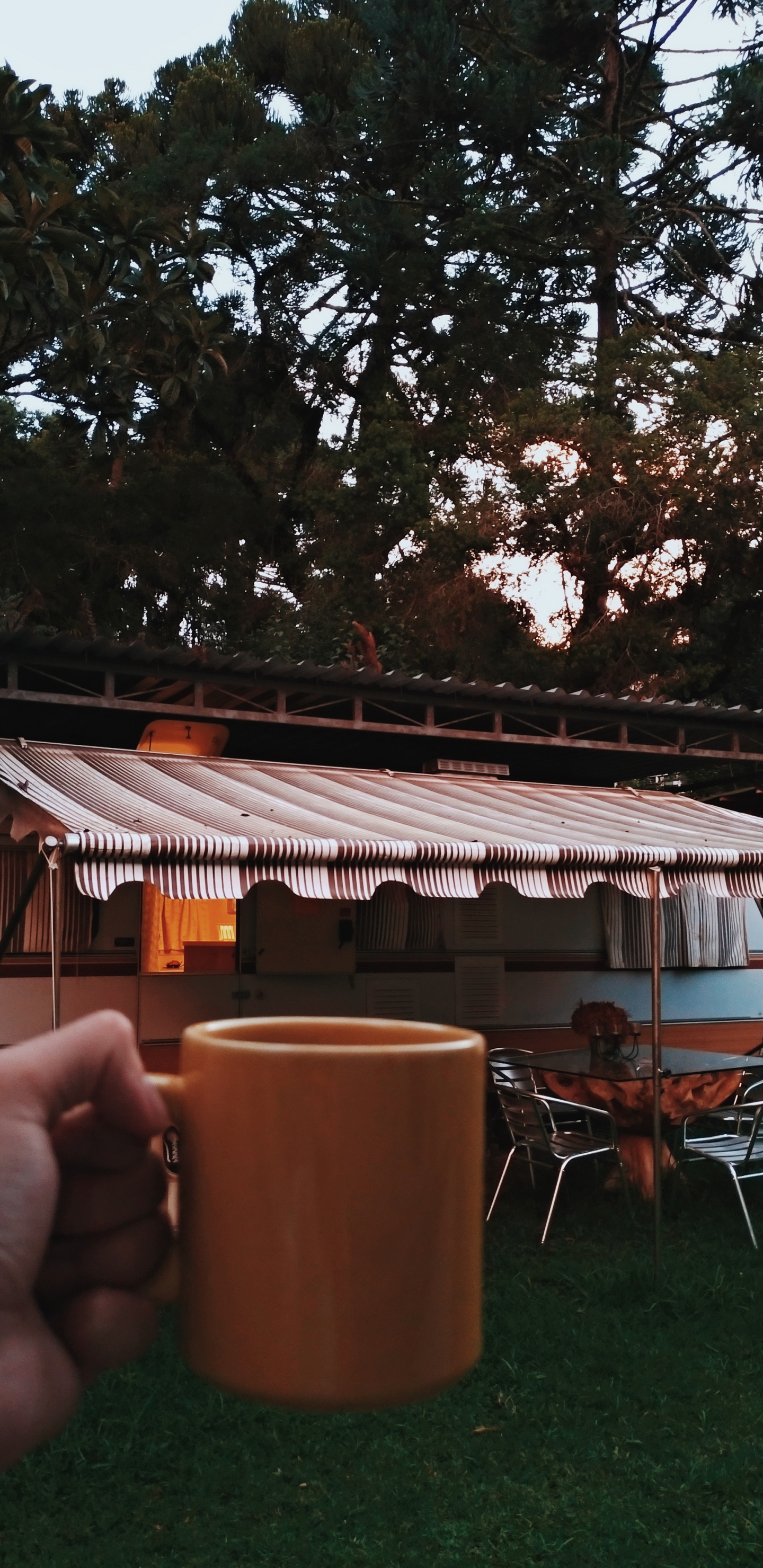 Обои караван, фургон, палатка, прицеп, тень в разрешении 1440x2960