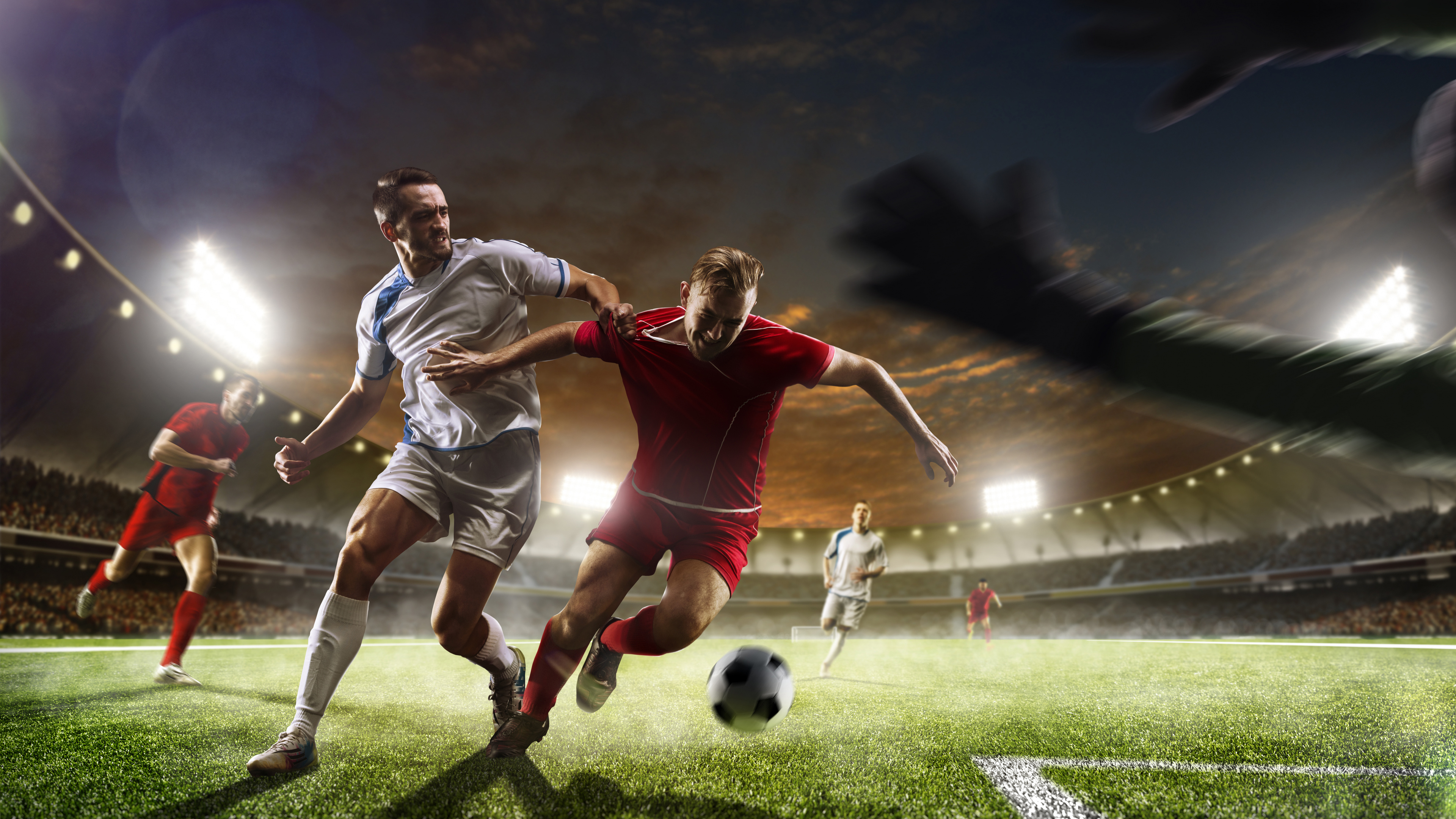 Обои Футбольный игрок, стадион, спортивные объекты, футболист, футбол в разрешении 3840x2160