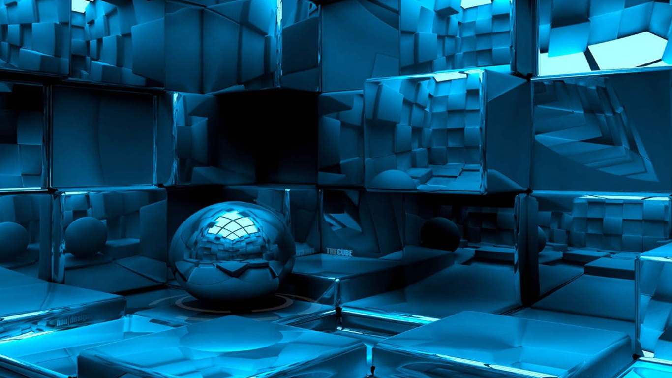 Обои синий, космос, синий цвет, арт, технологии в разрешении 1366x768