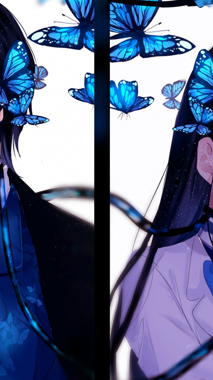 Обои аниме, аниме пара, мультфильм, прическа, верхняя одежда в разрешении 750x1334