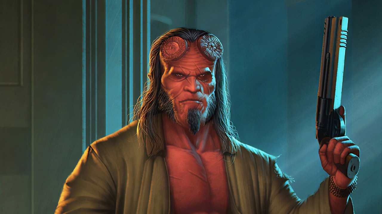 Обои хеллбой, комикс, комиксы, арт, волосы на лице в разрешении 1280x720