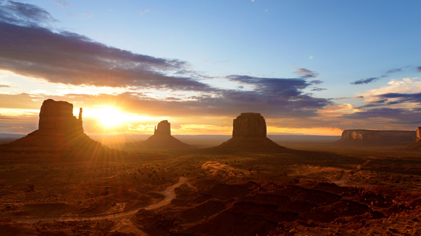 Обои утро, рок, пейзаж, бесплодные земли, пустыня в разрешении 1366x768