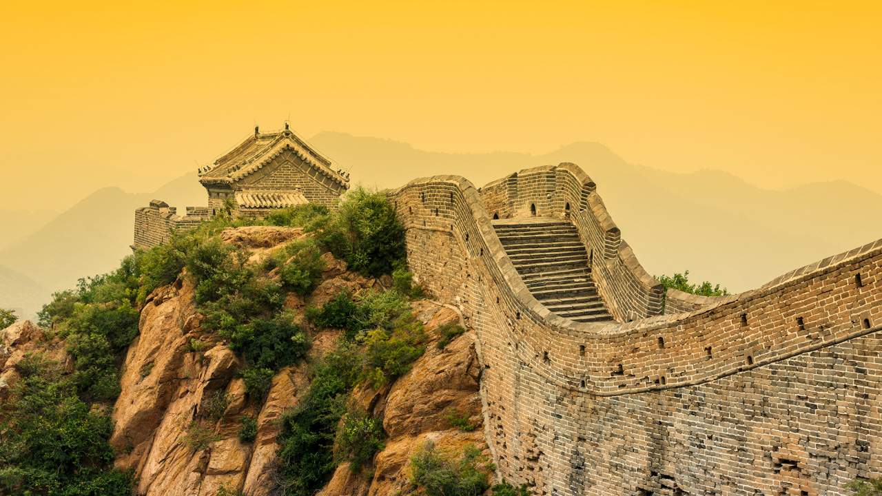 Обои великая Китайская стена, стена, ориентир, фортификация, историческое место в разрешении 1280x720