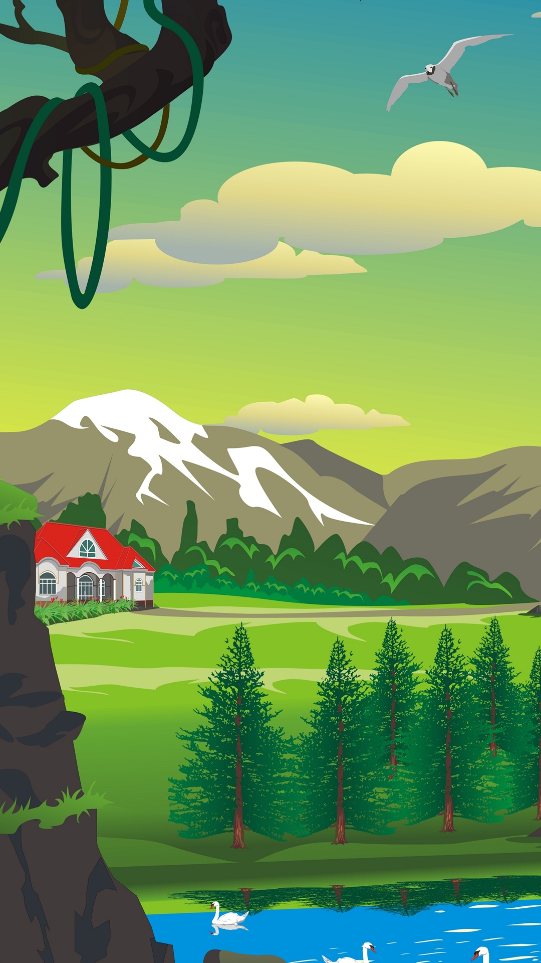 Обои иллюстрация, векторная графика, мультфильм, графика, рисование в разрешении 1080x1920