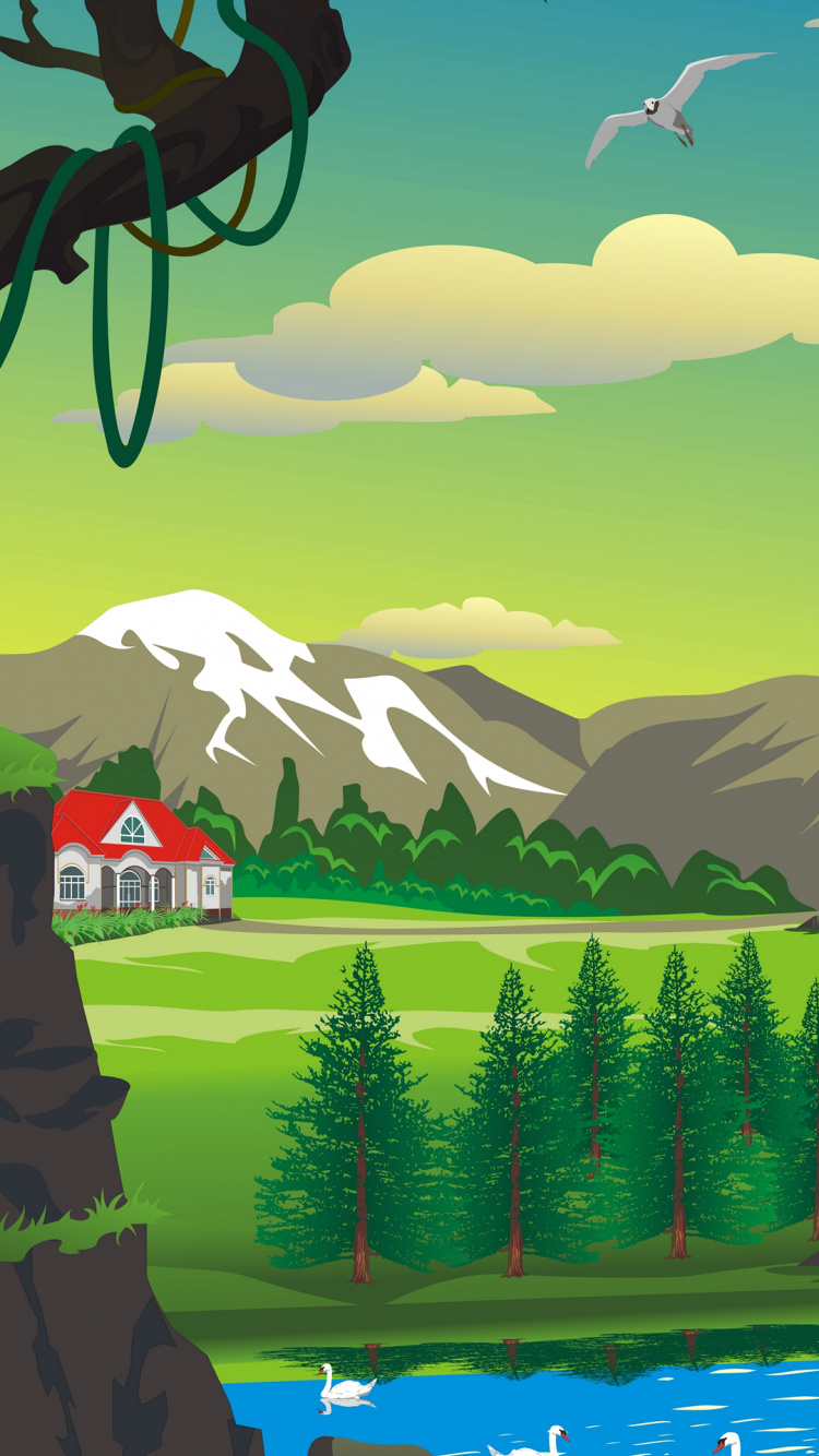 Обои иллюстрация, векторная графика, мультфильм, графика, рисование в разрешении 750x1334