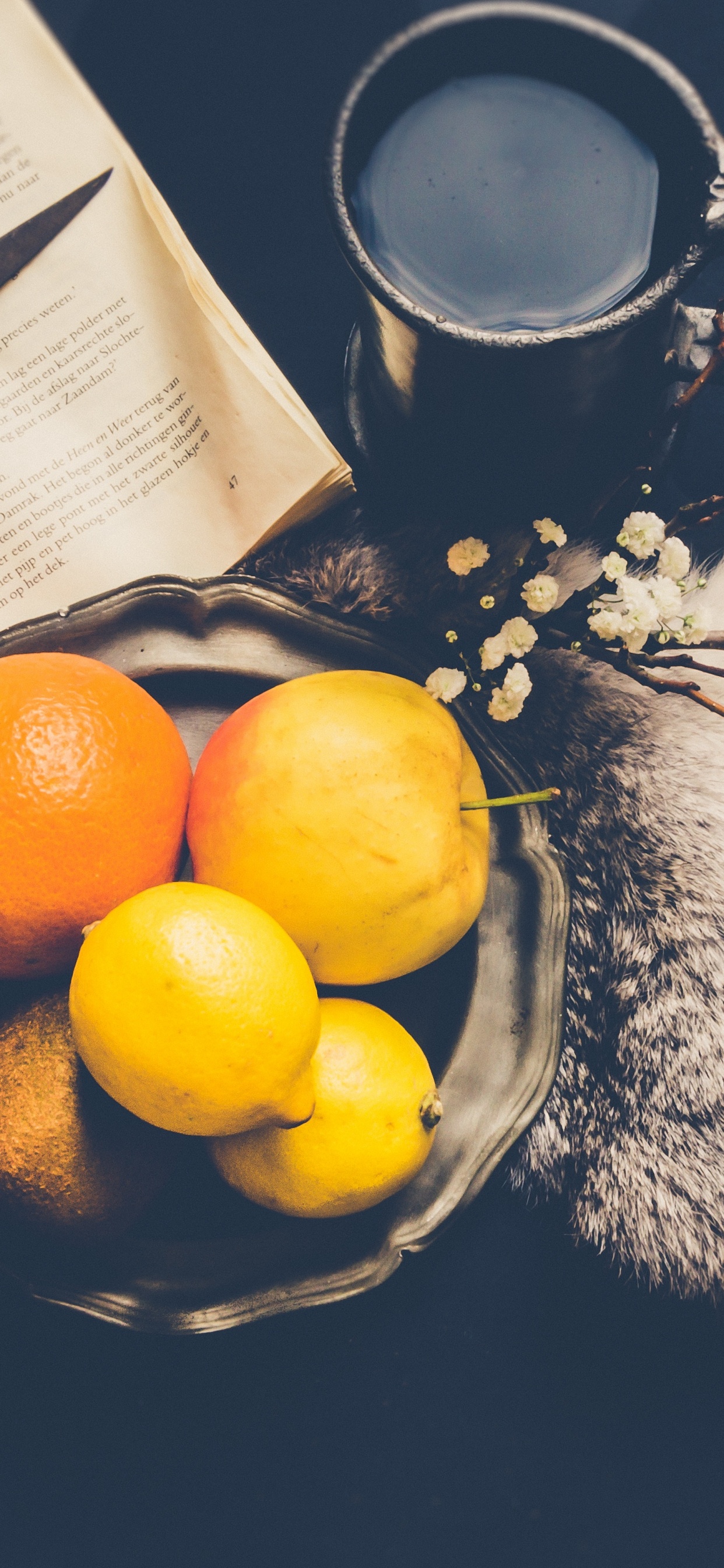 Обои фрукты, пища, натюрморт, Лимонный, цитрус в разрешении 1242x2688