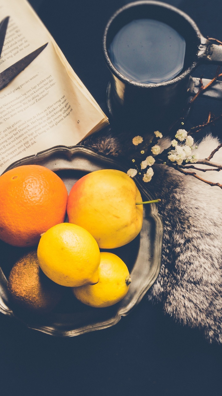 Обои фрукты, пища, натюрморт, Лимонный, цитрус в разрешении 720x1280