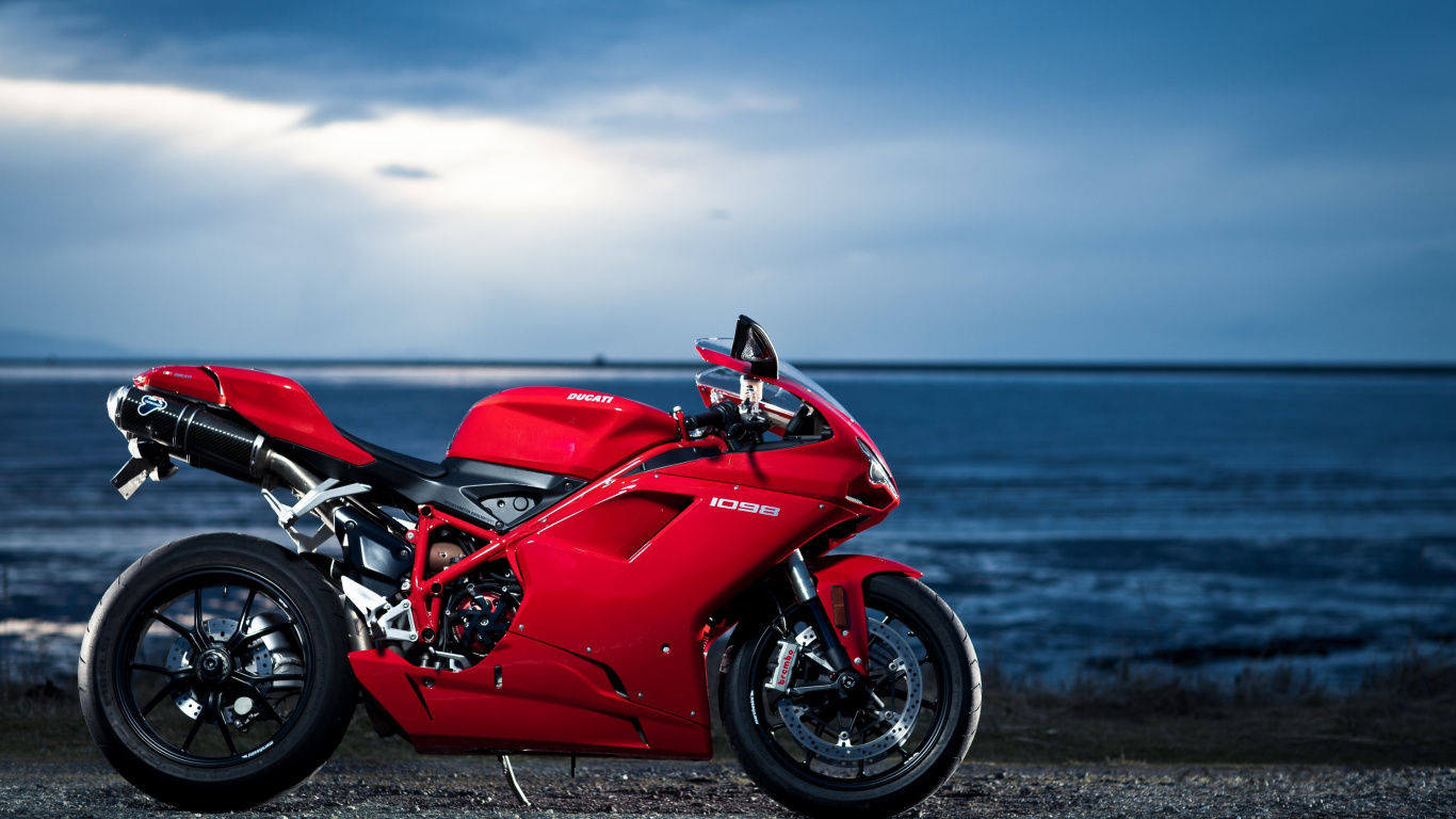 Обои дукати 1098, ducati, мотоцикл, красный цвет, авто в разрешении 1366x768
