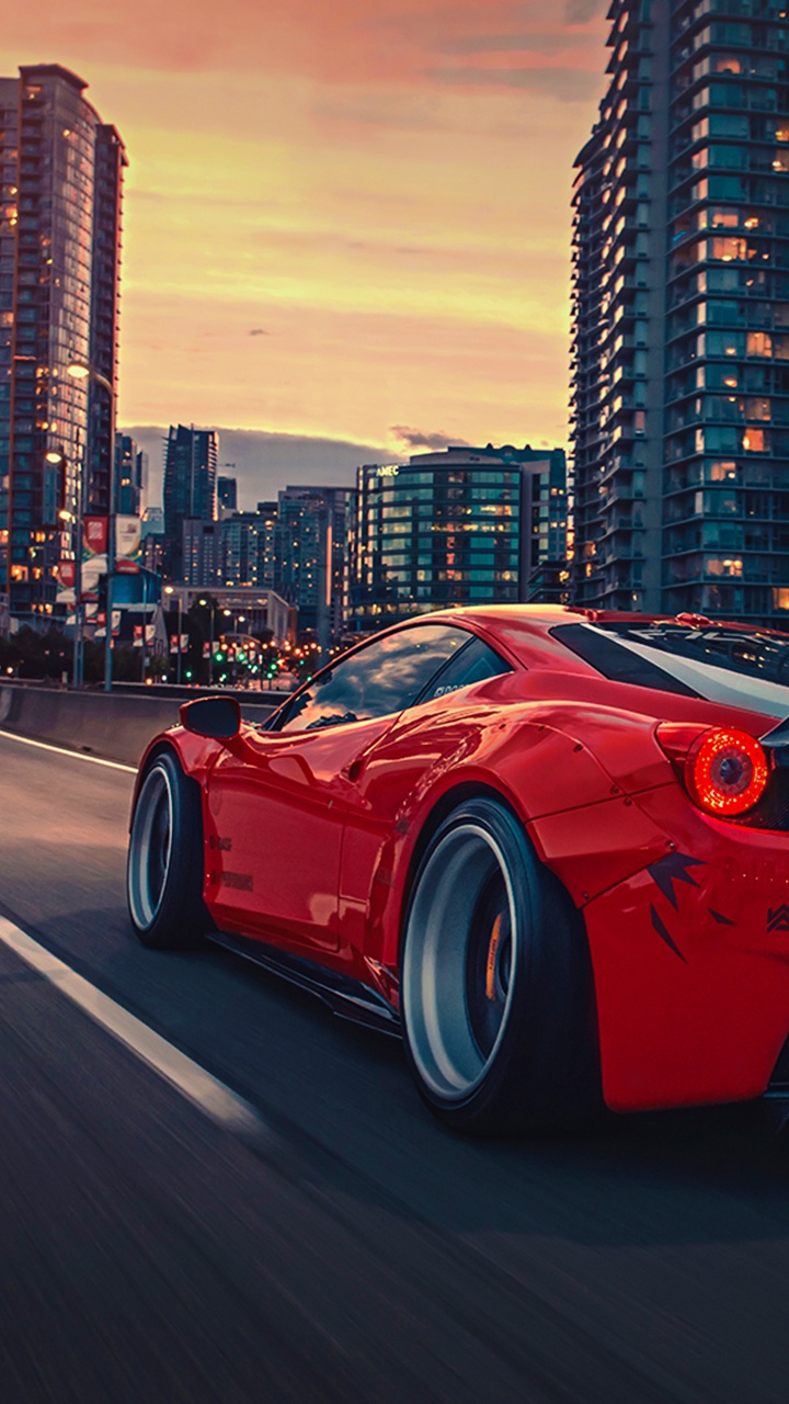 Обои спорткар, Феррари 458, laferrari, суперкар, красный цвет в разрешении 720x1280