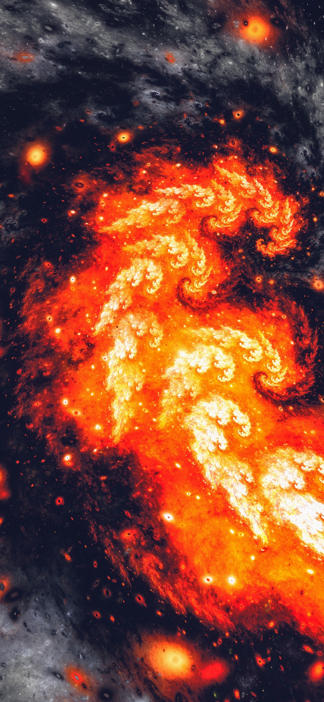 Обои астрономический объект, космос, туманность, тепло, пространство в разрешении 1125x2436