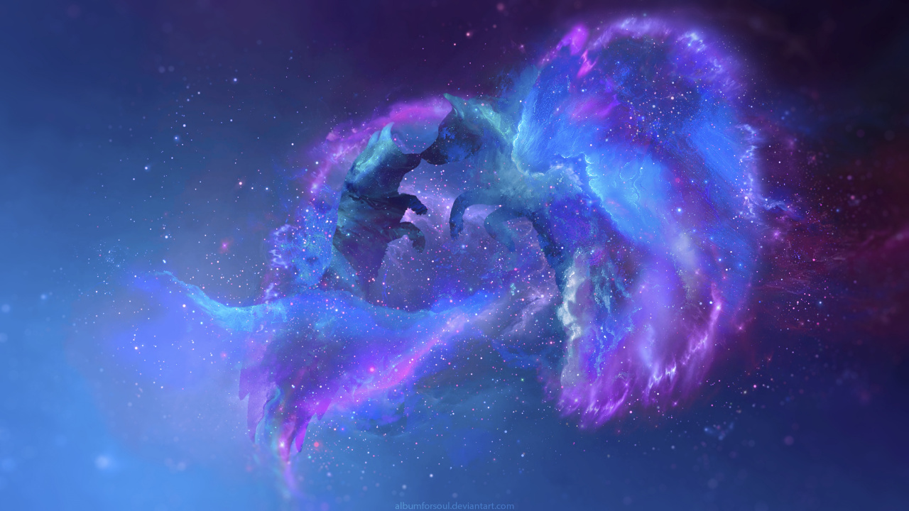 Обои пурпур, Фиолетовый, атмосфера, туманность, космос в разрешении 1280x720