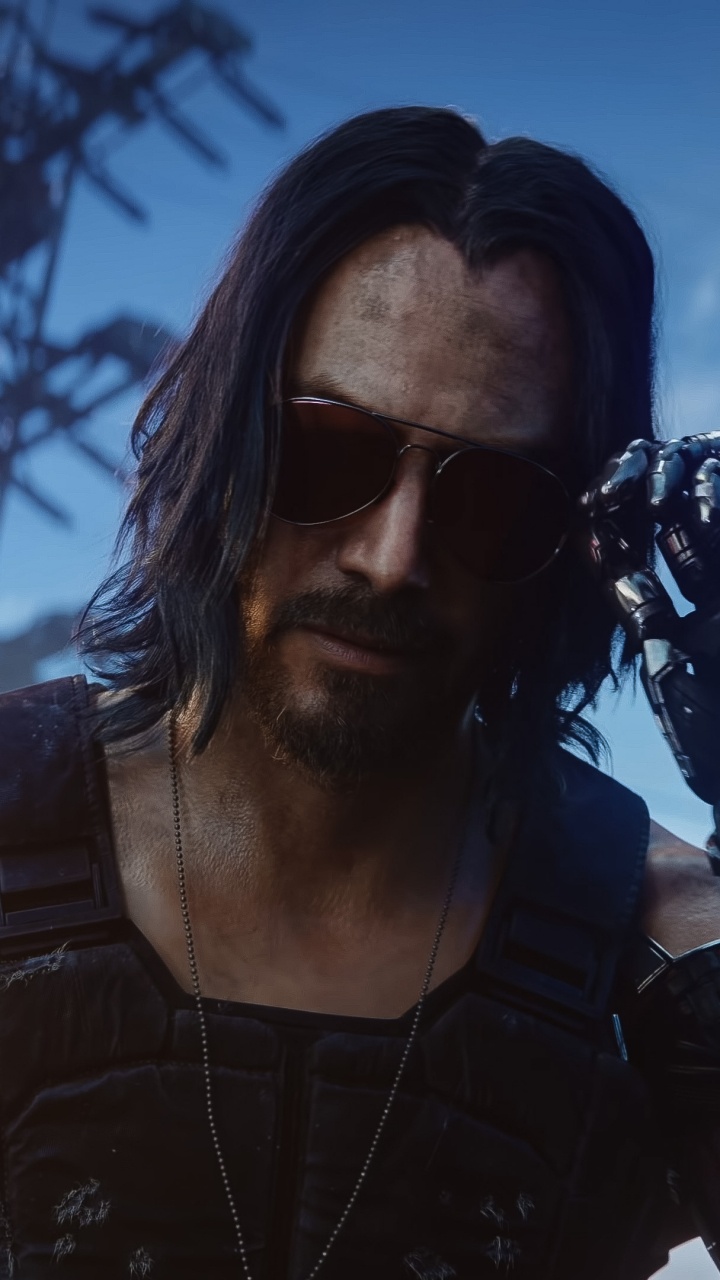 Обои Киану Ривз, Киберпанк 2077, прохлада, очки, игры в разрешении 720x1280