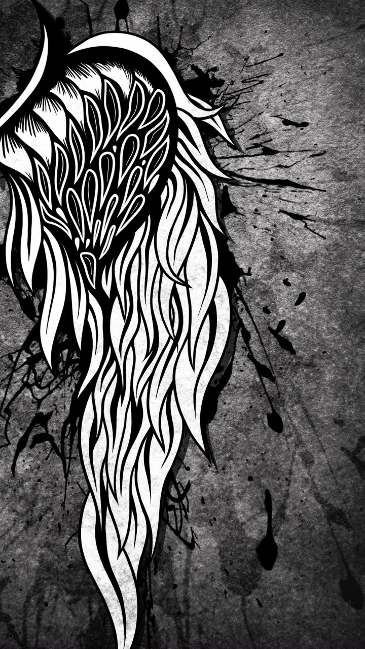 Обои визуальное искусство, черный и белый, иллюстрация, голова, растение в разрешении 720x1280