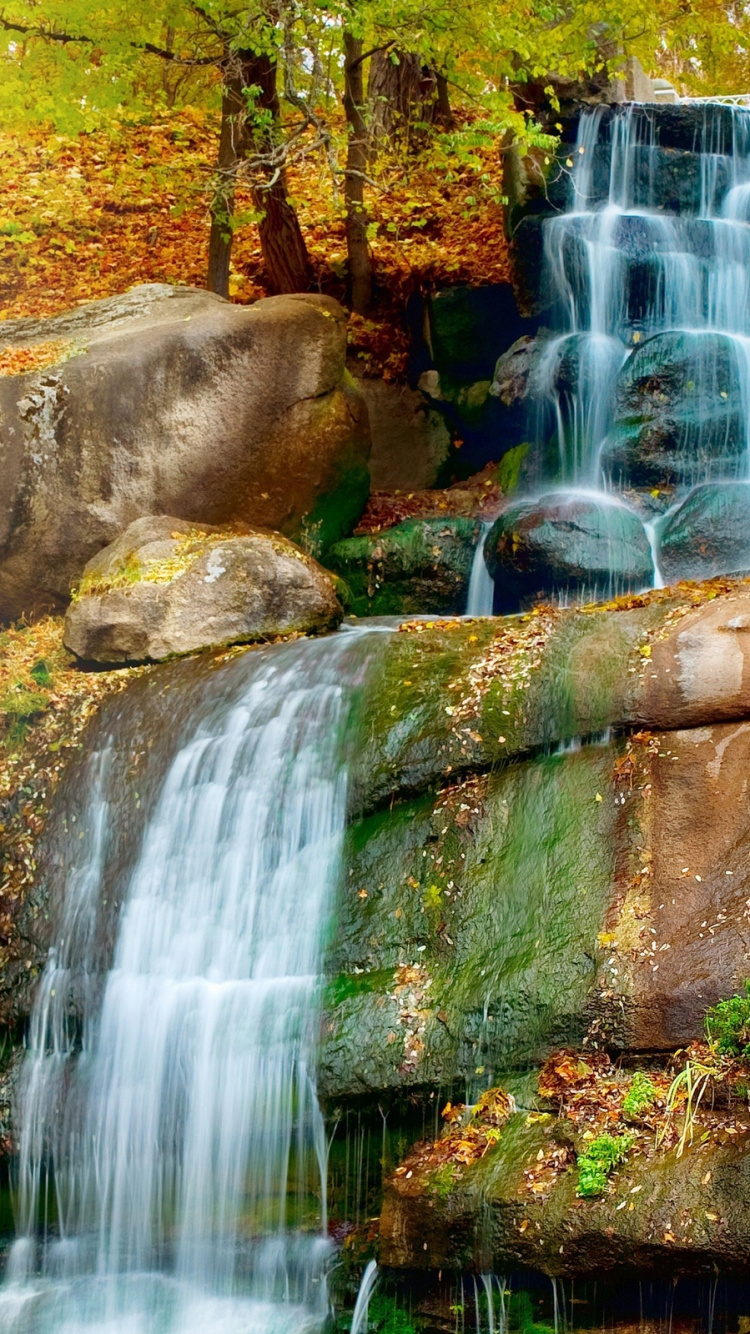 Обои водопад, водоем, природа, вода, водоток в разрешении 750x1334