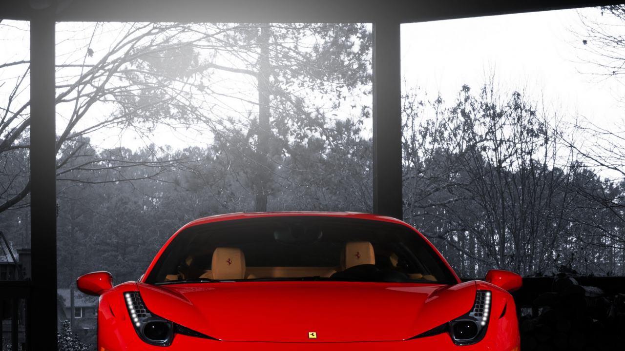 Обои Ferrari, Феррари 458, легковые автомобили, автомобильное освещение, капюшон в разрешении 1280x720