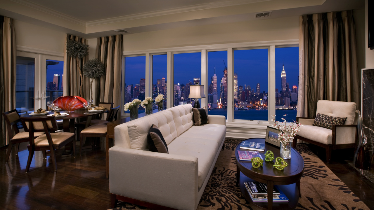 Обои квартира, пентхаус, гостиная комната, комната, недвижимость в разрешении 1280x720