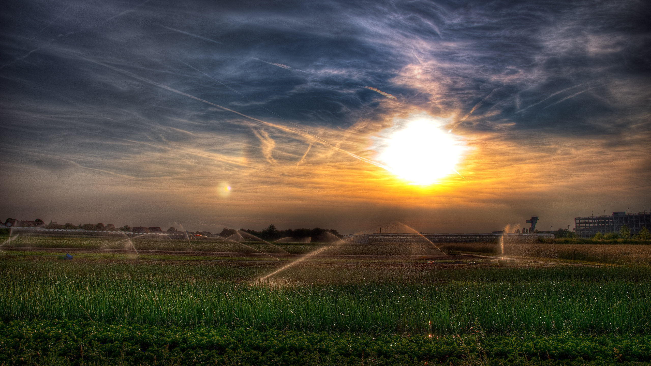 Обои облако, горизонт, утро, сельский район, атмосфера в разрешении 2560x1440
