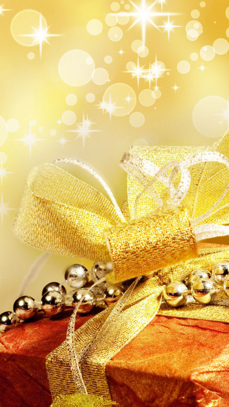 Обои настоящее время, желтый, сердце, подарочная упаковка, подарок в разрешении 750x1334