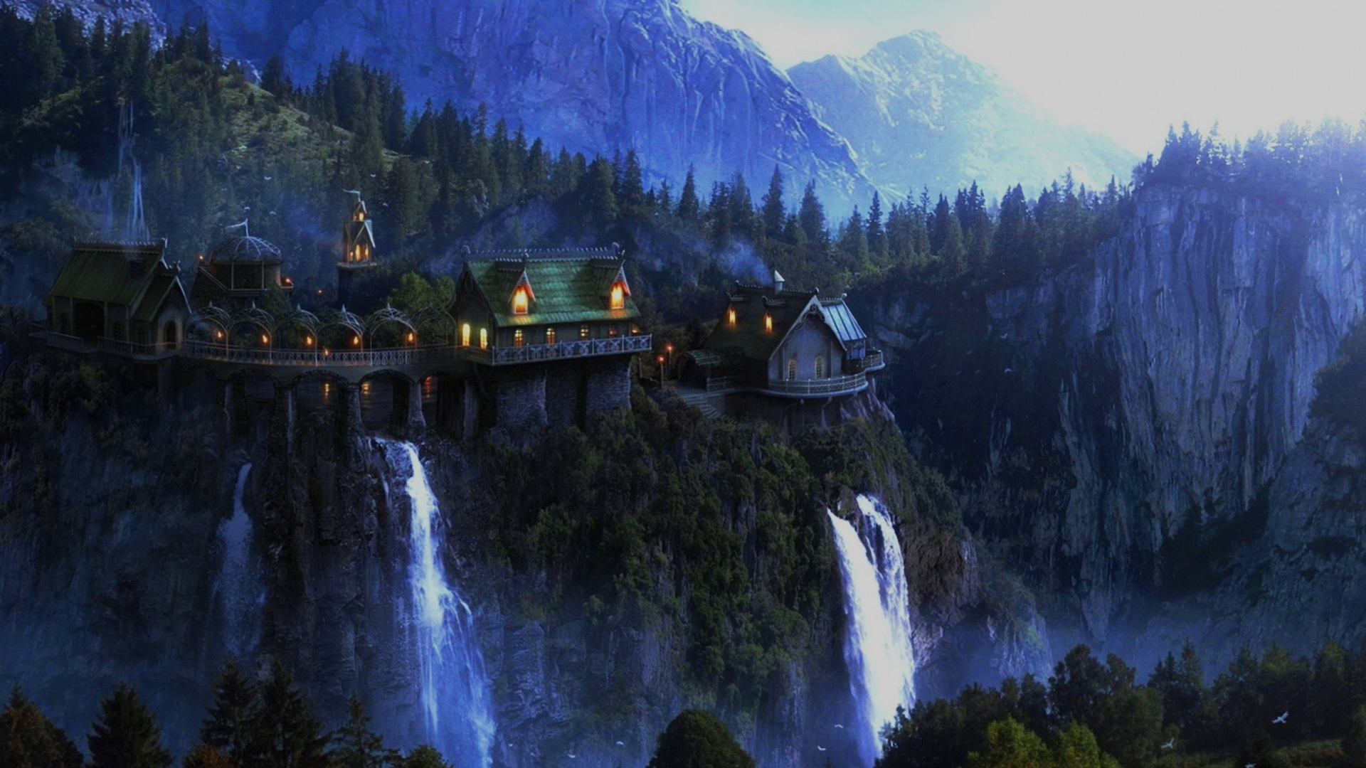 Обои Властелин Колец, леголас, Ривенделл, Хоббит, водопад в разрешении 1920x1080